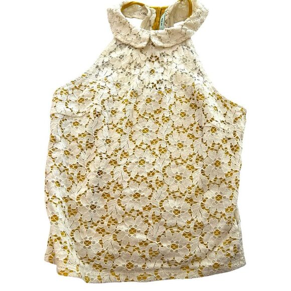 Kimchi Blue Tops - Anthropologie, kimchi blue Lace Top in White Yellow lining bodice extra small